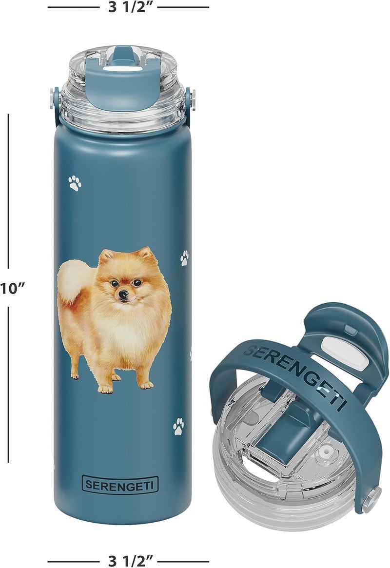 ES Pets SERENGETI 24 Oz Water Bottle Stainless Steel with Spill Proof Lid - Double walled Vacuum Insulated water flask - Realistic 3D Print of your favorite dog (Pomeranian) - Image 4